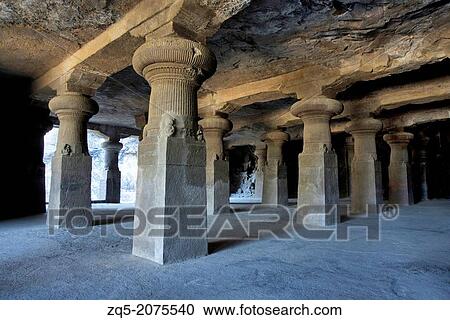 Cave 1: Elephanta Caves. The Great Cave. Picture showing pillared hall. Circa 550 A. D. Maharashtra, India. View Large Photo Image Stock Image - Cave 1: Elephanta Caves. The Great Cave. Picture showing pillared hall. Circa 550 A. D. Maharashtra, India.. Fotosearch