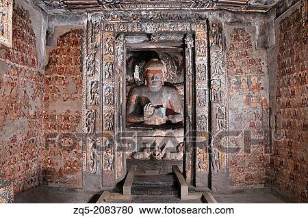 Cave 2: Sanctum - Buddha in Teaching Pose. Ajanta Caves, Aurangabad, Maharashtra, India. View Large Photo Image Stock Image - Cave 2: Sanctum - Buddha in Teaching Pose. Ajanta Caves, Aurangabad, Maharashtra, India.. Fotosearch