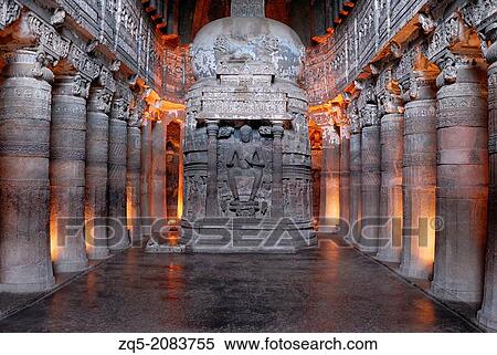 Cave 26: Stupa with Buddha seated on a lion throne with his feet resting on the lotus. Ajanta Caves, Aurangabad, Maharashtra, India. View Large Photo Image Stock Photography - Cave 26: Stupa with Buddha seated on a lion throne with his feet resting on the lotus. Ajanta Caves, Aurangabad, Maharashtra, India.. Fotosearch