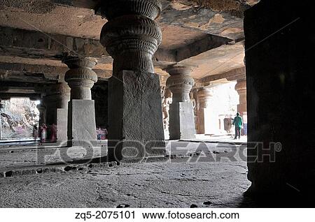 Cave 29: Hall View. Pillars are massive with square shafts and cushion capitals. Ellora Caves, Aurangabad, Maharashtra, India. View Large Photo Image Stock Image - Cave 29: Hall View. Pillars are massive with square shafts and cushion capitals. Ellora Caves, Aurangabad, Maharashtra, India.. Fotosearch