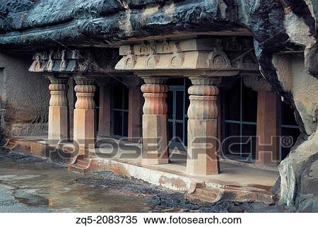 Cave 7: Fa? ade showing four decorative pillars in the front. Ajanta Caves, Aurangabad, Maharashtra, India. View Large Photo Image Stock Photography - Cave 7: Fa? ade showing four decorative pillars in the front. Ajanta Caves, Aurangabad, Maharashtra, India.. Fotosearch