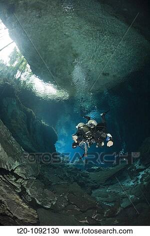 Cave Diver in Chac Mool Cenote, Playa del Carmen, Yucatan Peninsula, Mexico View Large Photo Image Stock Image - Cave Diver in Chac Mool Cenote, Playa del Carmen, Yucatan Peninsula, Mexico. Fotosearch