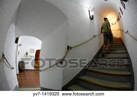 Stock Image - Cave house with multiple levels?? La Inmaculada? Cave House Museum Purullena, Granada, Andalusia, Spain. Fotosearch