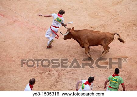 Celebration of the Fair of San Fermin at Plaza de Toros, Pamplona, Spain, Europe View Large Photo Image Stock Photograph - Celebration of the Fair of San Fermin at Plaza de Toros, Pamplona, Spain, Europe. Fotosearch