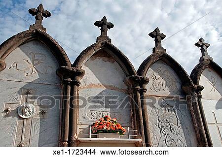 Picture - Cemetery, Santa Pau, La Garrotxa, Catalonia, Spain. Fotosearch