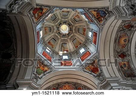 Stock Photo - Central dome of Saint Rupert Cathedral, baroque building of the Seventeenth Century Domplatz Salzburg Austria The archbishop Markus Sittikus putt he first Stone in 1614. Fotosearch