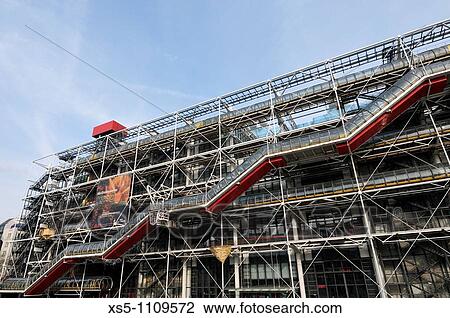 Stock Image - Centre Georges Pompidou, Beaubourg area, Paris, France. Fotosearch