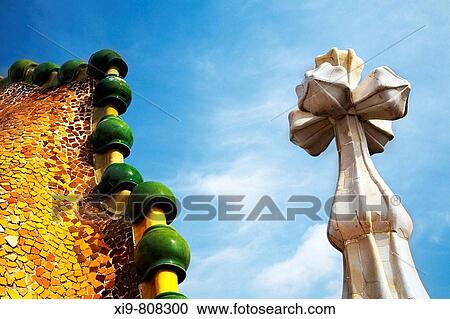 Ceramics covered cross on the roof, Casa Batllo by Gaudi, Barcelona. Catalonia, Spain View Large Photo Image Stock Image - Ceramics covered cross on the roof, Casa Batllo by Gaudi, Barcelona. Catalonia, Spain. Fotosearch