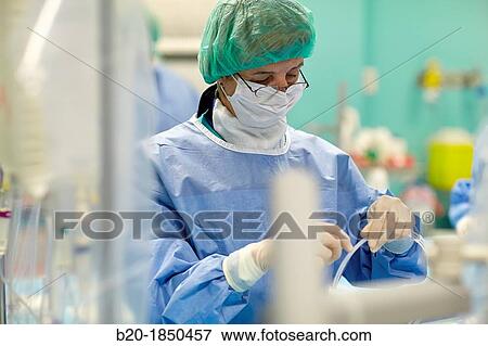 Stock Photo - Cerebral aneurysm embolization, Interventional Neuroradiology, Radiology Department, Donostia Hospital, San Sebastian, Donostia, Gipuzkoa, Basque Country, Spain. Fotosearch