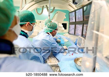 Stock Photo - Cerebral aneurysm embolization, Willis polygone Angiography, Interventional Neuroradiology, Radiology Department, Donostia Hospital, San Sebastian, Donostia, Gipuzkoa, Basque Country, Spain. Fotosearch
