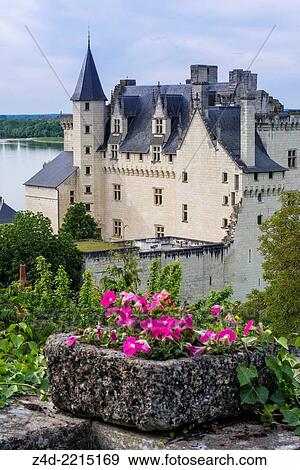 Stock Photo - Ch? teau of Montsoreau, was built on the Loire in 1455, at the confluence of the Loire and Vienne rivers. Montsoreau, Maine-et-Loire, Pays de la Loire region, Loire Valley, France, Europe.. Fotosearch