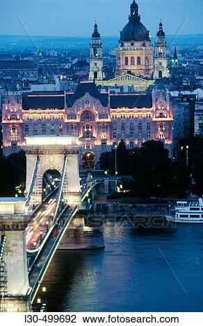 Chain Bridge, Budapest. Hungary View Large Photo Image Stock Image - Chain Bridge, Budapest. Hungary. Fotosearch