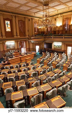 Stock Image - Chamber of House of Representatives in Colorado state capitol building in Denver. Fotosearch
