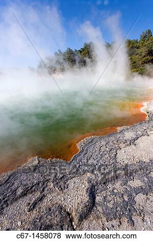 Champagne Pool Wai-O-Tapu North Island New Zealand View Large Photo Image Stock Photo - Champagne Pool Wai-O-Tapu North Island New Zealand. Fotosearch