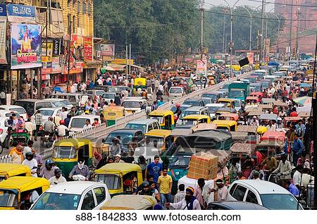 Chandni Chowk street in Old Delhi View Large Photo Image Stock Image - Chandni Chowk street in Old Delhi. Fotosearch