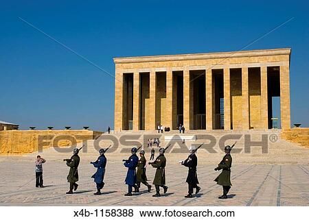 Stock Photo - Changing of Guards at Anitkabir memorial to Kemal Atat? rk founder of Turkish Republic Ankara central Anatolia. Fotosearch