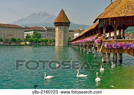 Chapel Bridge, Lucerne, Switzerland. View Large Photo Image Stock Image - Chapel Bridge, Lucerne, Switzerland.. Fotosearch