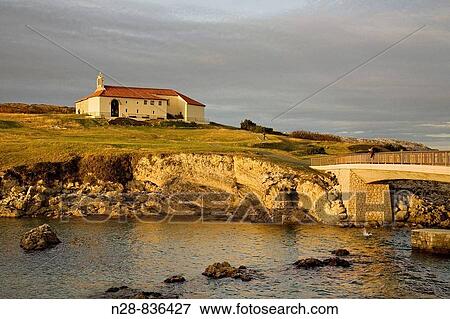 Stock Photo - Chapel of the Virgen del Mar (Virgin of the Sea), Santander, Cantabria, Spain. Fotosearch