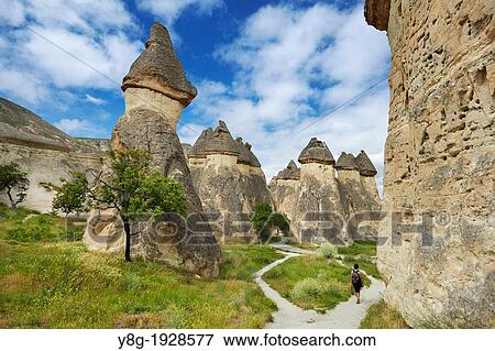 Stock Photo - Characteristic cappadotian stone formations near Zelve, Cappadocia also Capadocia, Kapadokya, Kappadokia, Turkey, Unesco. Fotosearch