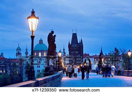 Stock Image - Charles Bridge Prague Czech Republic. Fotosearch