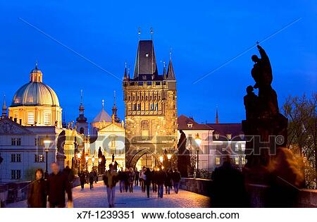 Stock Image - Charles Bridge Prague Czech Republic. Fotosearch