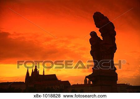 Charles Bridge statue and Saint Vitus Cathedral, Prague, Czech Republic View Large Photo Image Stock Photo - Charles Bridge statue and Saint Vitus Cathedral, Prague, Czech Republic. Fotosearch