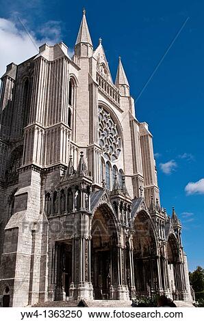 Chartres Cathedral, South facade, France View Large Photo Image Stock Image - Chartres Cathedral, South facade, France. Fotosearch