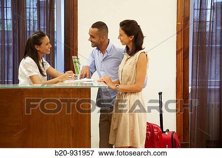 Stock Photo - Check-in, reception at hotel and spa, Hotel Balneario de Acua, Pontevedra, Galicia, Spain. Fotosearch