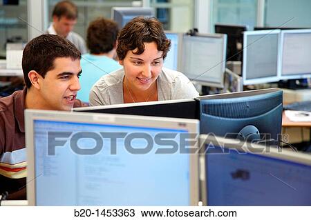 Stock Image - Checking the results in a digital TV application, digital TV and multimedia services, Vicomtech-IK4 Visual Interaction and Communication Technologies Centre, applied research centre for Interactive Computer Graphics and Multimedia. Fotosearch