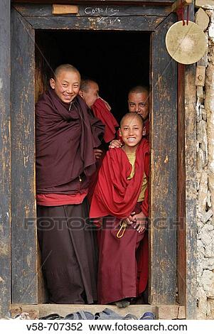 Cheerful monks, monastery of gantey gompa, phobjikha valley, Bhutan View Large Photo Image Stock Image - Cheerful monks, monastery of gantey gompa, phobjikha valley, Bhutan. Fotosearch