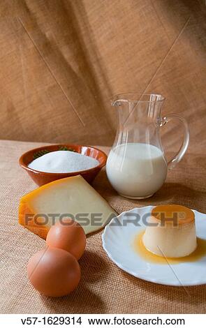 Cheese creme caramel with ingredients View Large Photo Image Picture - Cheese creme caramel with ingredients. Fotosearch