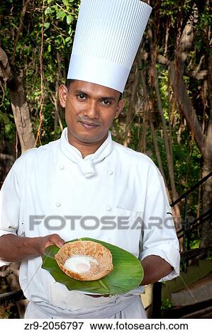 Stock Photo - chef with a traditional breakfast egg hopper, Dambulla, Sri Lanka, Indian Ocean, Asia.. Fotosearch