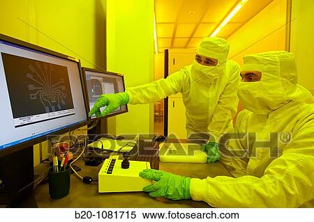 Stock Photography - Cheking with an electron microscope the results of an e-beam lithography (Electron beam lithography), clean room, CIC nanoGUNE, Nanoscience Cooperative Research Center, San Sebastian, Gipuzkoa, Euskadi, Spain. Fotosearch
