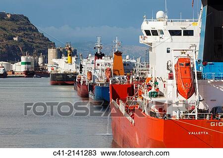 Stock Image - Chemical deposits terminal. Port of Barcelona. Barcelona. Spain.. Fotosearch