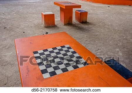 Chess table in a public garden, Valencia, Spain. View Large Photo Image Stock Photo - Chess table in a public garden, Valencia, Spain.. Fotosearch