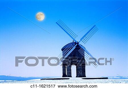 Stock Photo - Chesterton Windmill designed as an observatory and later converted to use as a windmill overlooks The Fosse Way Warwickshire. Fotosearch