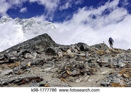 Chhukhung Ri ridge, 5550 m, Lhotse glacier, Sagarmatha National Park, Khumbu Himal, Nepal, Asia View Large Photo Image Stock Photograph - Chhukhung Ri ridge, 5550 m, Lhotse glacier, Sagarmatha National Park, Khumbu Himal, Nepal, Asia. Fotosearch