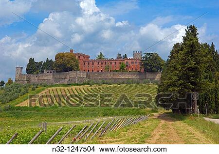 Chianti, Castello di Brolio, Brolio Castle, Ricasoli Vineyard, Siena Province, Tuscany, Italy. View Large Photo Image Picture - Chianti, Castello di Brolio, Brolio Castle, Ricasoli Vineyard, Siena Province, Tuscany, Italy.. Fotosearch