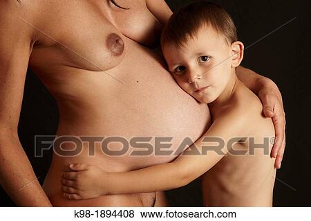 child and pregnant woman, 38 weeks View Large Photo Image Stock Photo - child and pregnant woman, 38 weeks. Fotosearch