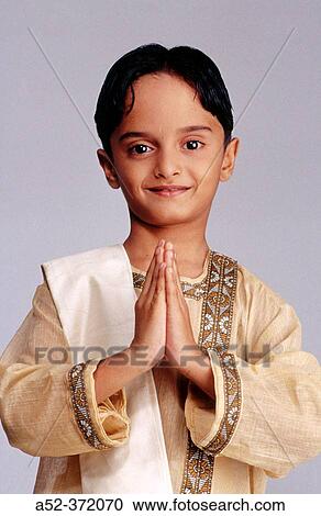Stock Image - Child dressed as Bengali. Fotosearch