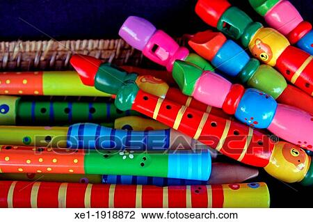 Stock Image - Child flutes, toys. Fotosearch