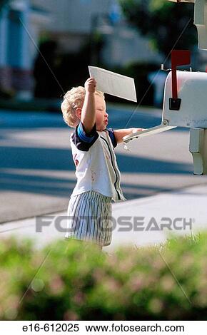 Stock Photography - Child sending mail. Fotosearch
