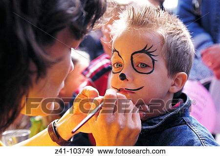 Stock Photo - Child with make-up. Fotosearch