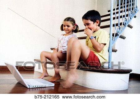 Children and laptop computer View Large Photo Image Stock Photography - Children and laptop computer. Fotosearch