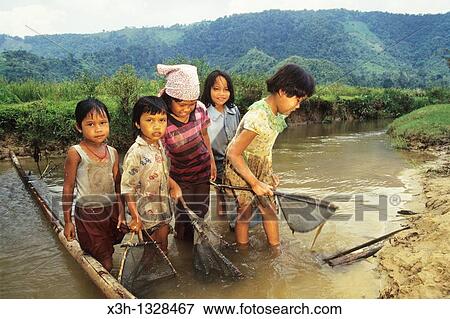 children fishing with landing net in a river, Sumatra island, Republic of Indonesia, Southeast Asia and Oceania View Large Photo Image Stock Photo - children fishing with landing net in a river, Sumatra island, Republic of Indonesia, Southeast Asia and Oceania. Fotosearch