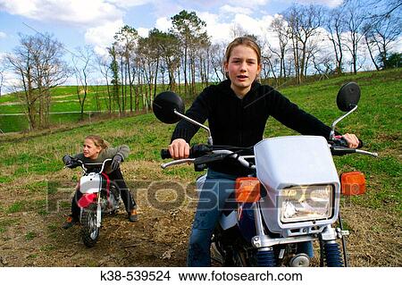 Picture - Children on bikes.. Fotosearch