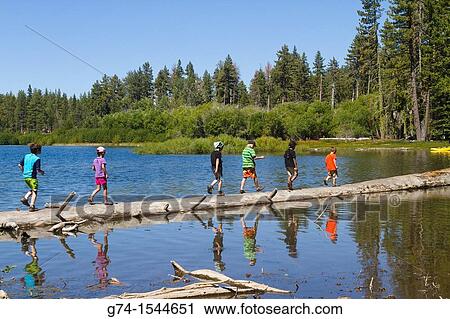 Children on Log in Manzanita Lake, Lassen Volcanic National Park, California, USA View Large Photo Image Stock Image - Children on Log in Manzanita Lake, Lassen Volcanic National Park, California, USA. Fotosearch