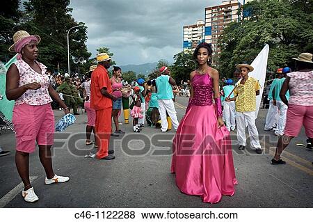 Stock Photo - Children parade of the Santiago carnival, Santiago de Cuba. Cuba.. Fotosearch