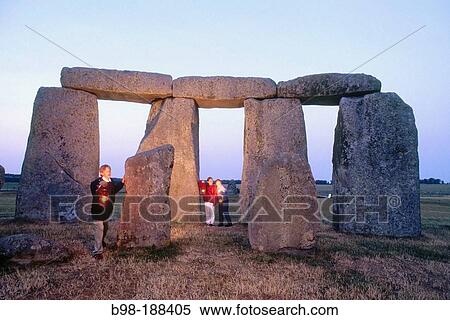 Stock Photography - Children visit at Stonehenge. Salisbury plains. England. Fotosearch