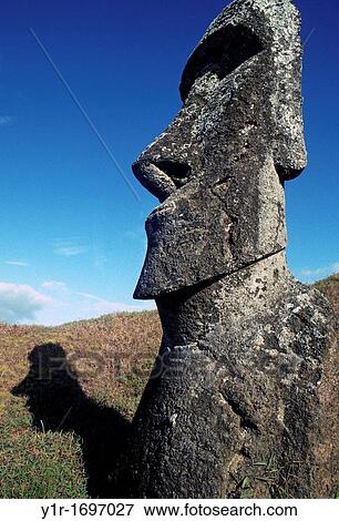 Chile, Easter Island, A Moai at the? Factory? View Large Photo Image Stock Photo - Chile, Easter Island, A Moai at the? Factory?. Fotosearch